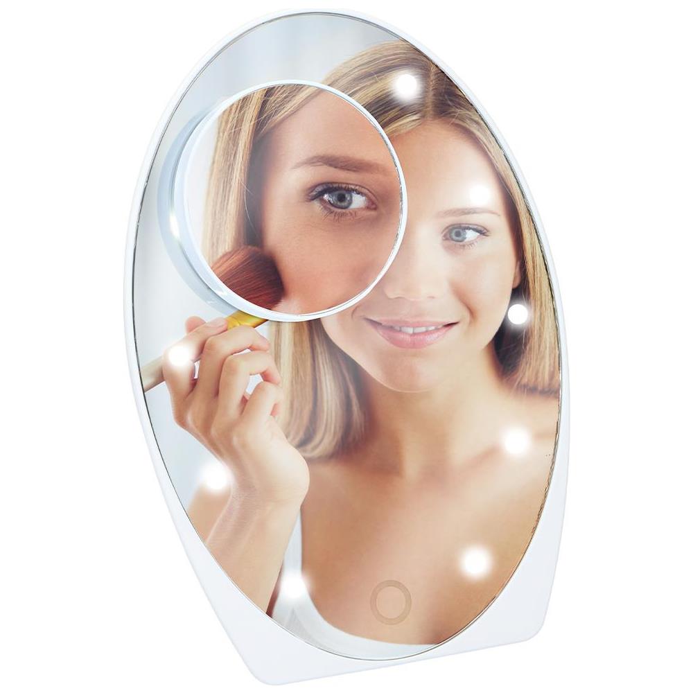 Specchio Ovale per Trucco Makeup Luci Led e Regolazione Touch Ingrandimento 5x - Foto 1