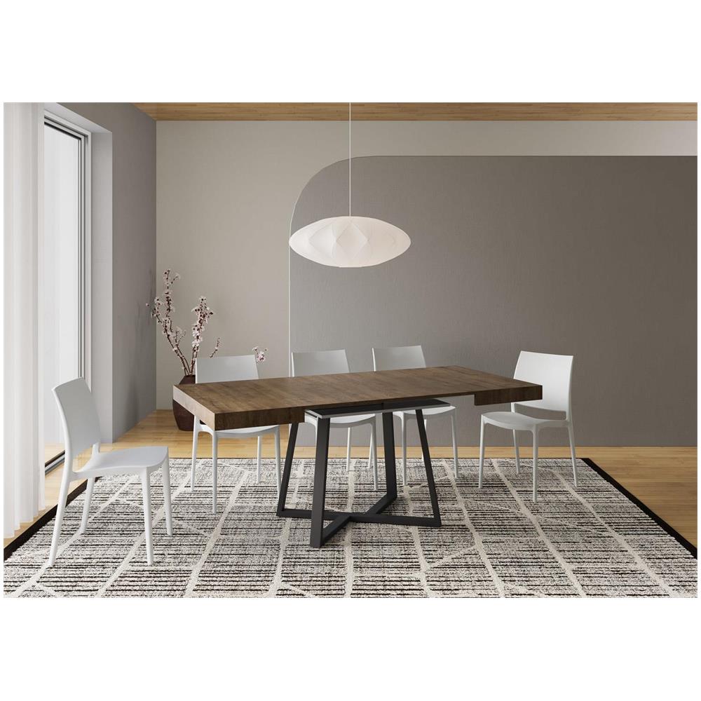 Tavolo allungabile 90x90/194 cm Zeplir noce gambe antracite - Foto 3