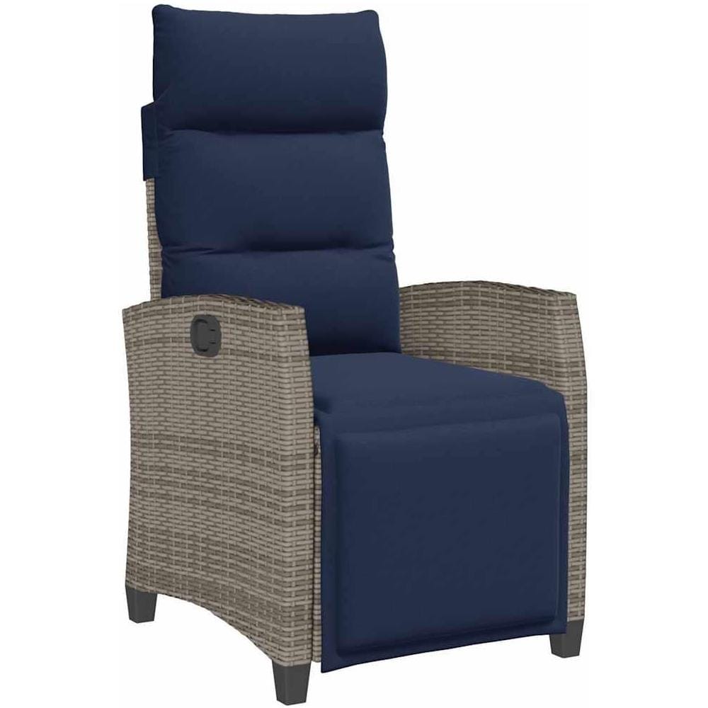 Sedia Reclinabile da Giardino con Tavolino Grigio Polyrattan - Foto 1