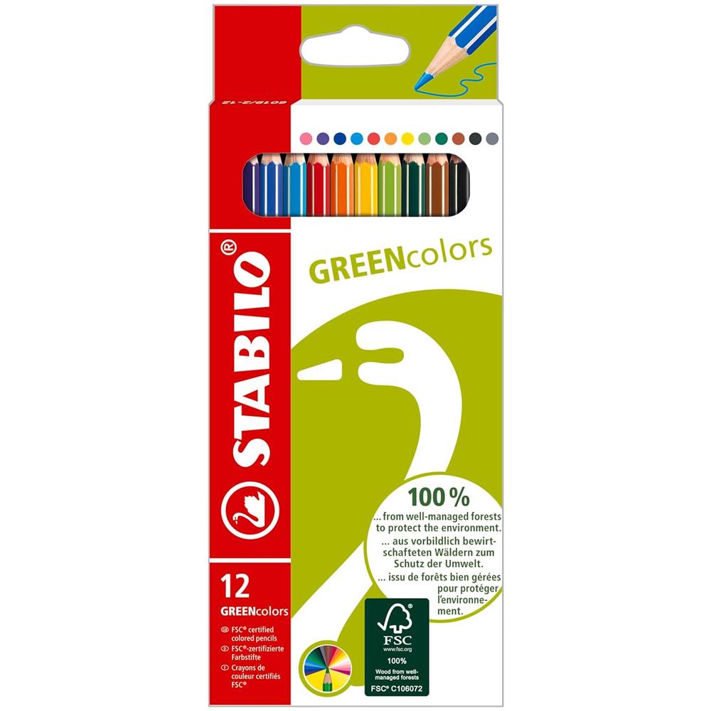 GREENcolors - Matita colorata Ecosostenibile - Astuccio da 12 - Colori assortiti - Foto 1