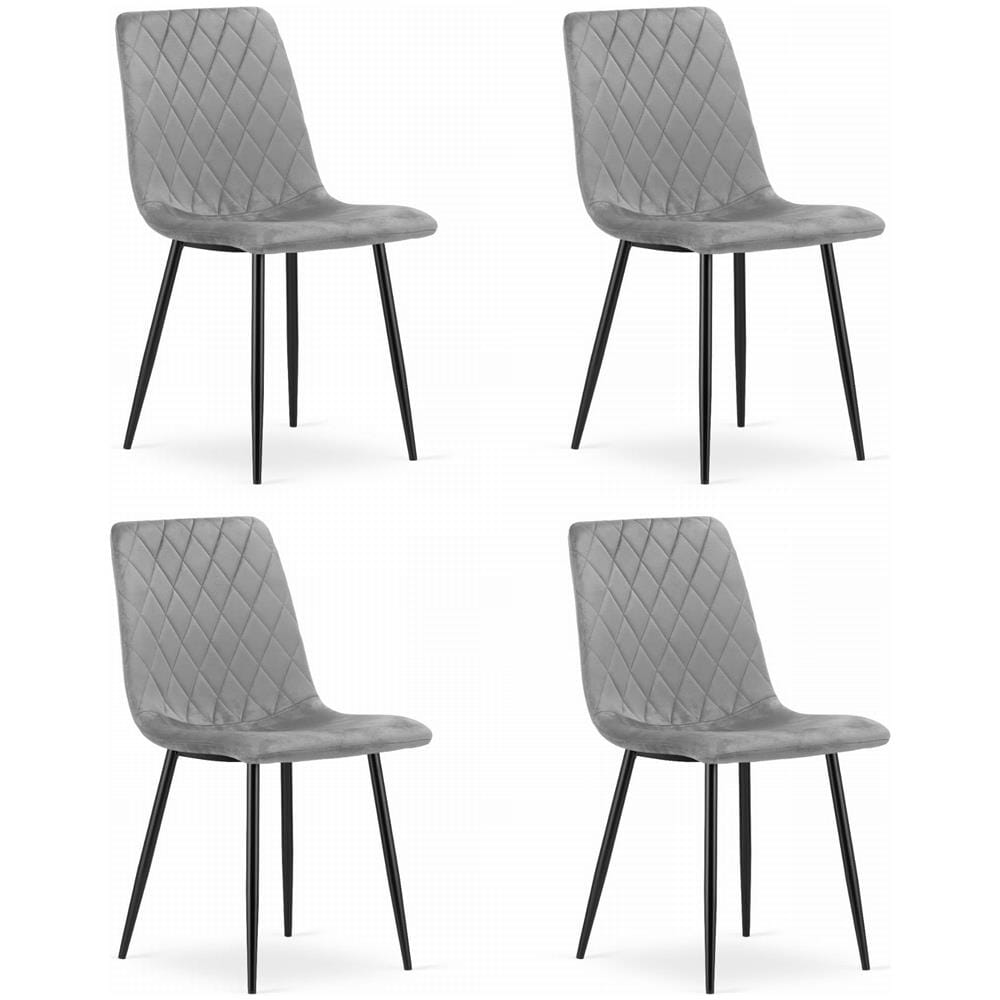 Sedia TURIN in velluto grigio chiaro, design ergonomico x4 - Foto 1