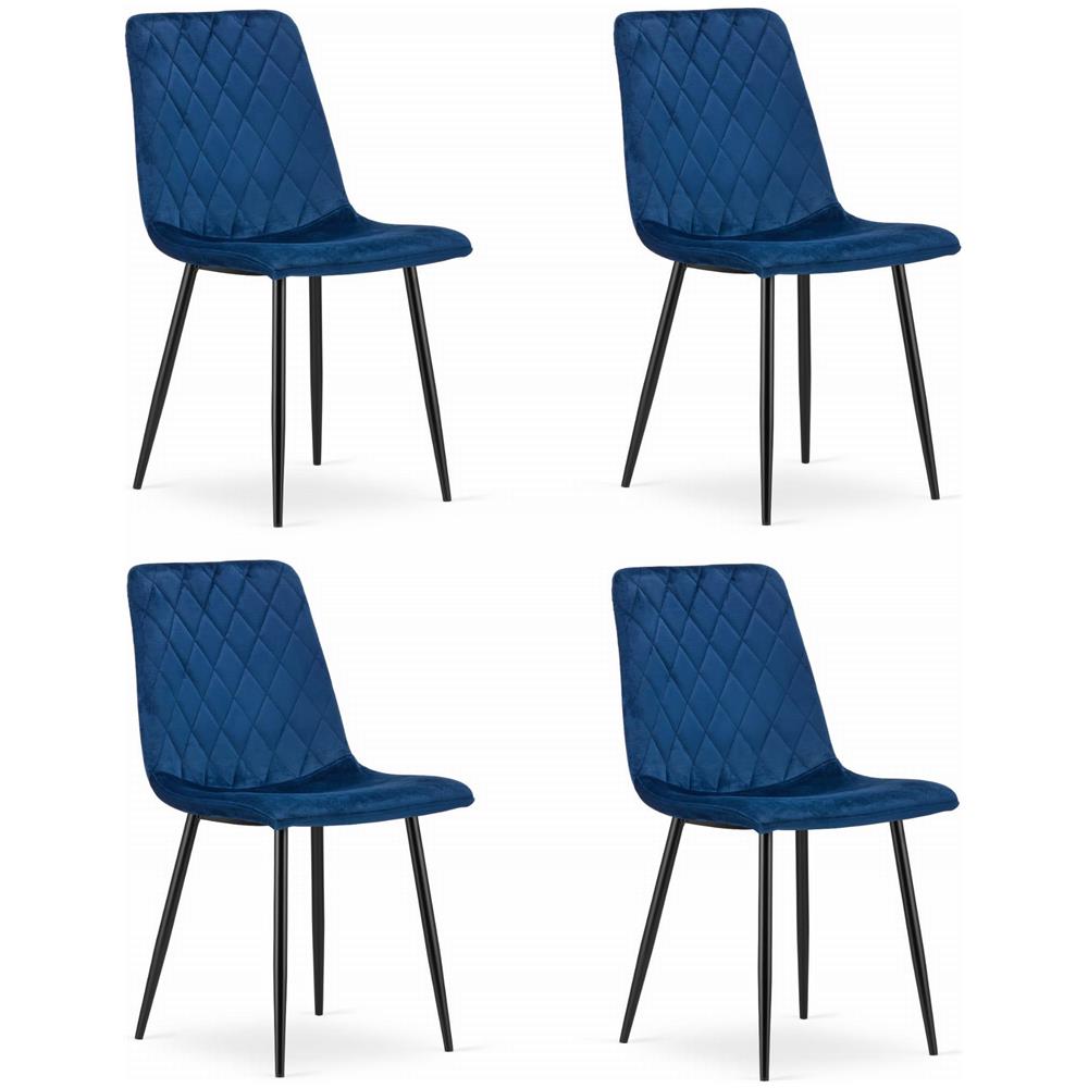 Sedia TURIN - Design ergonomico in velluto blu navy x 4 - Foto 1