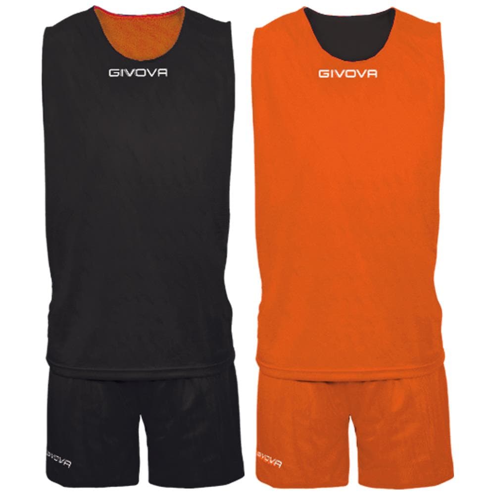 Kit Double - Completino Da Basket Reversibile Di Maglia Smanicata E Pantaloncino Di Colore Arancio / nero Taglia Xl - Foto 1