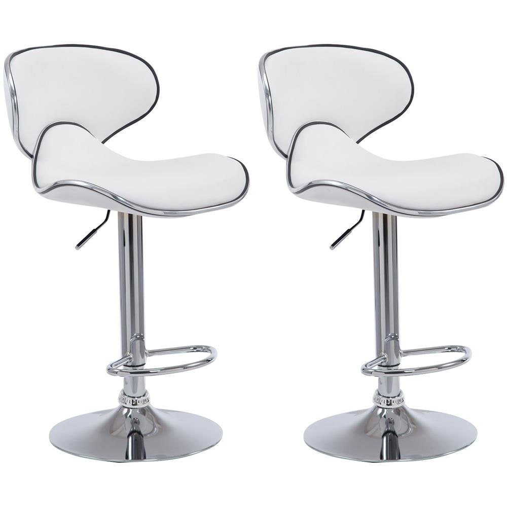 Set 2 Sgabelli Cucina Las Vegas V2 in Similpelle - Coppia Sedie Sgabello Imbottite Girevoli e Regolabili 62-82cm con Schienale Bianco - Foto 1