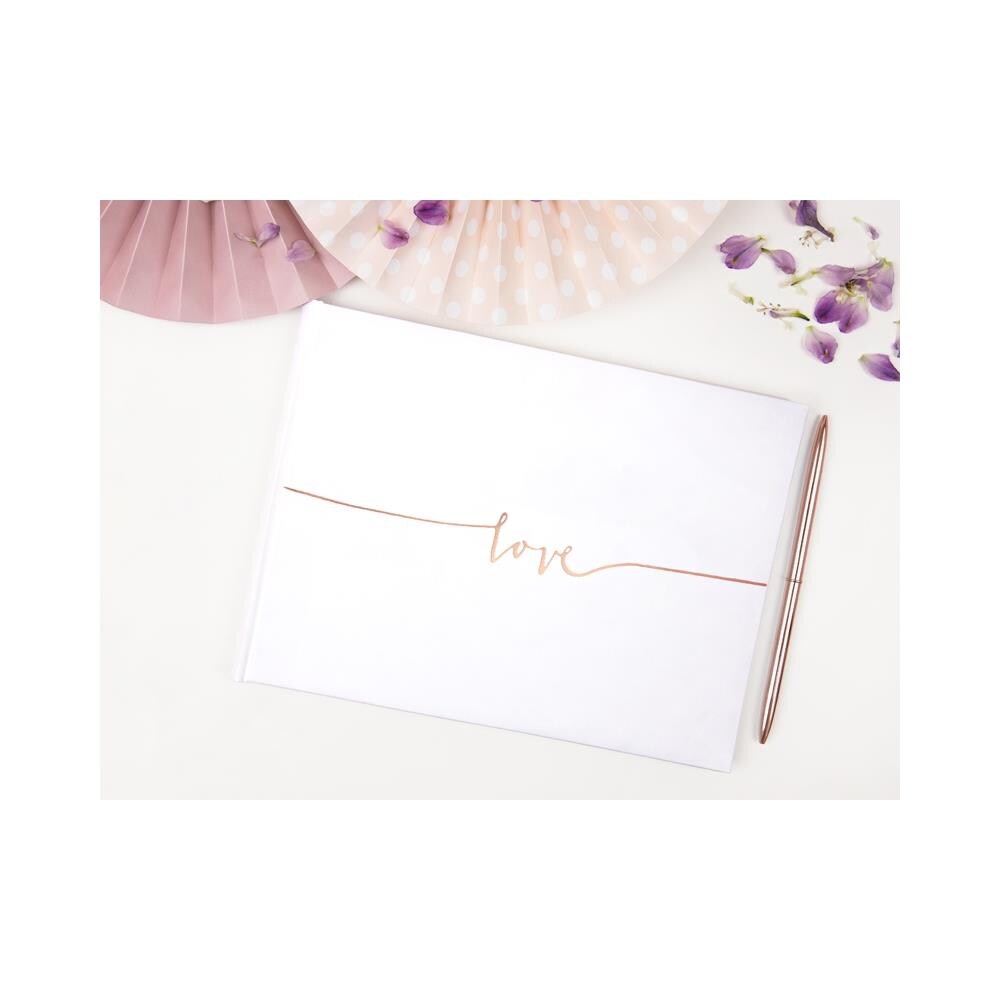 Partydeco - Libro Per Firme Bianco Love Oro Rosa - Foto 2