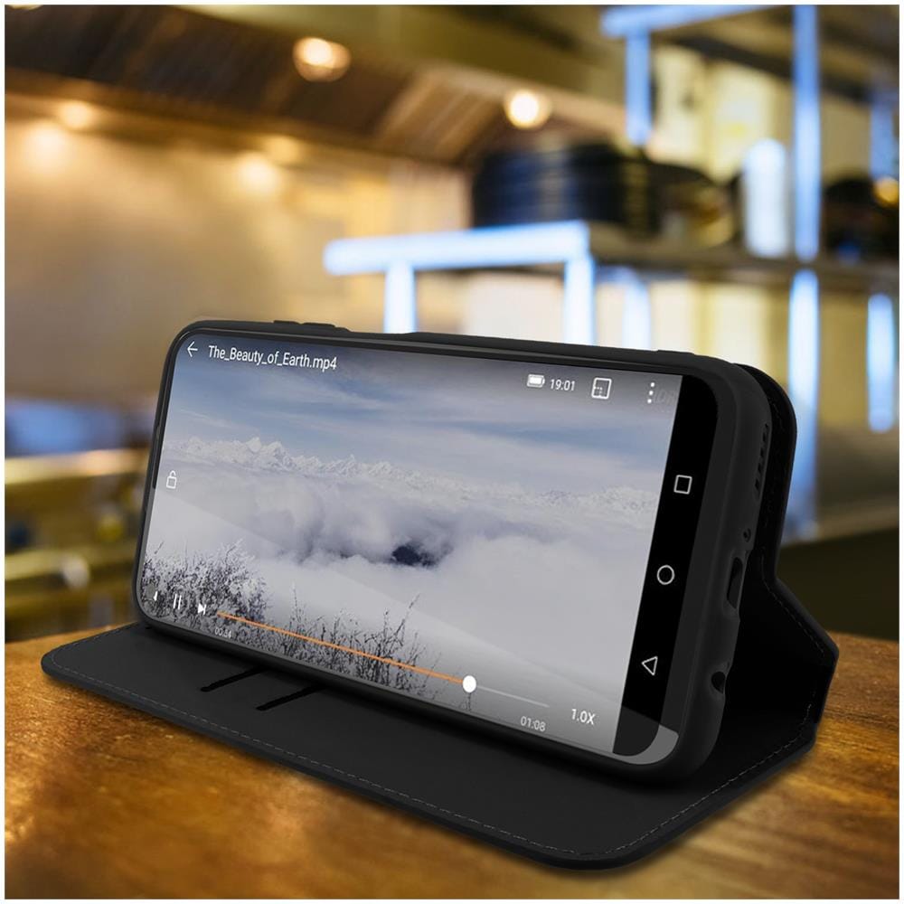 Custodia Huawei P40 Lite Portacarte Funzione Supporto Similpelle Liscia Nero - Foto 5
