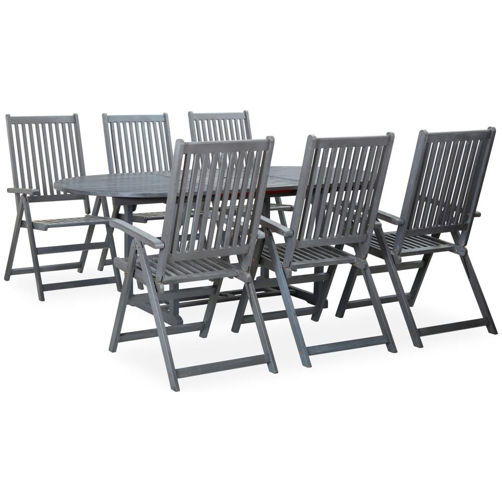 Set Da Pranzo Da Giardino 7 Pz Legno Massello Di Acacia Grigio - Foto 1