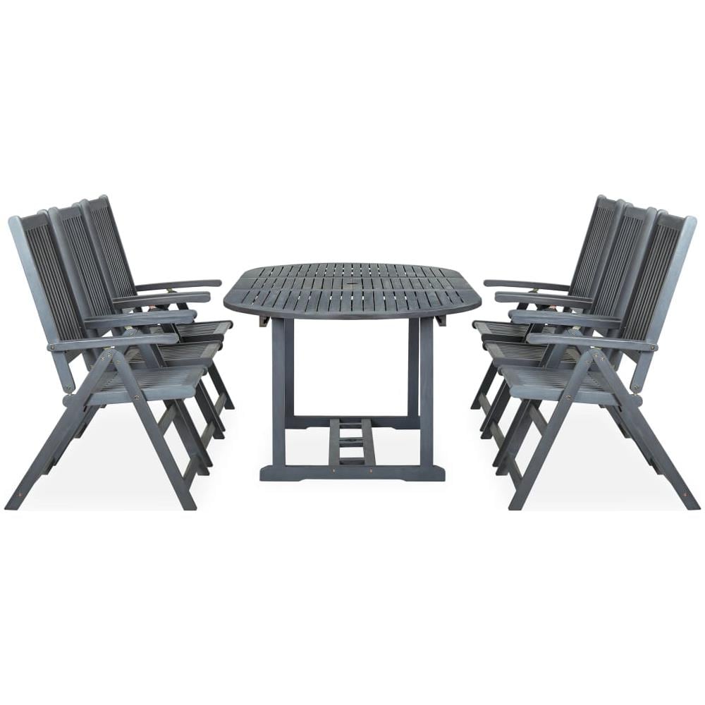 Set Da Pranzo Da Giardino 7 Pz Legno Massello Di Acacia Grigio - Foto 2