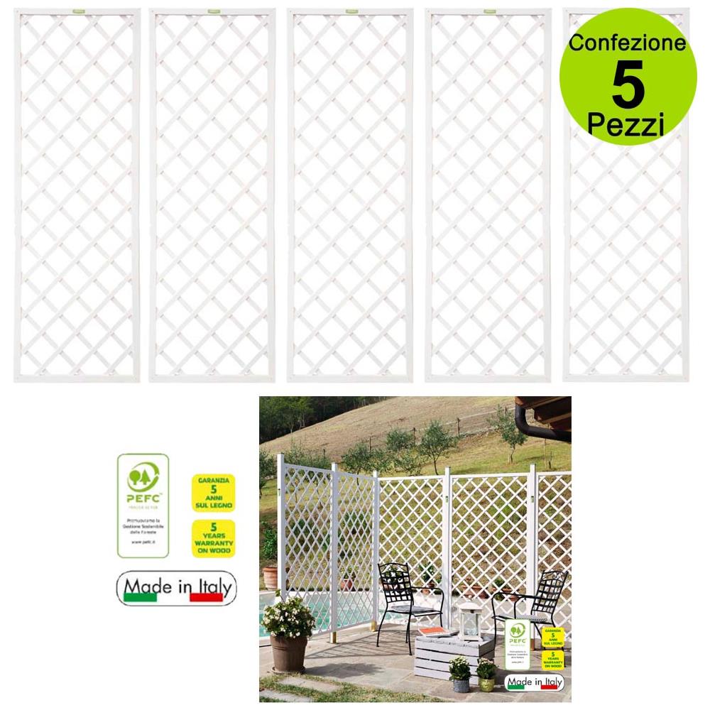 Multipack 5 Pz Tralicci Fissi Con Cornice Colore Ghiaccio 0,60 X H 1,80 Metri In Legno - Foto 1