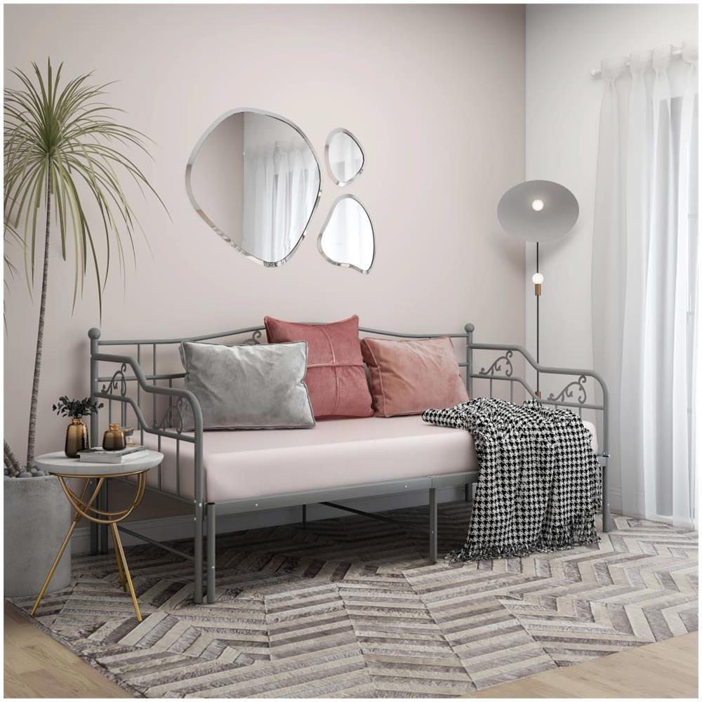 Telaio Divano Letto Estraibile Grigio In Metallo 90x200 Cm - Foto 1
