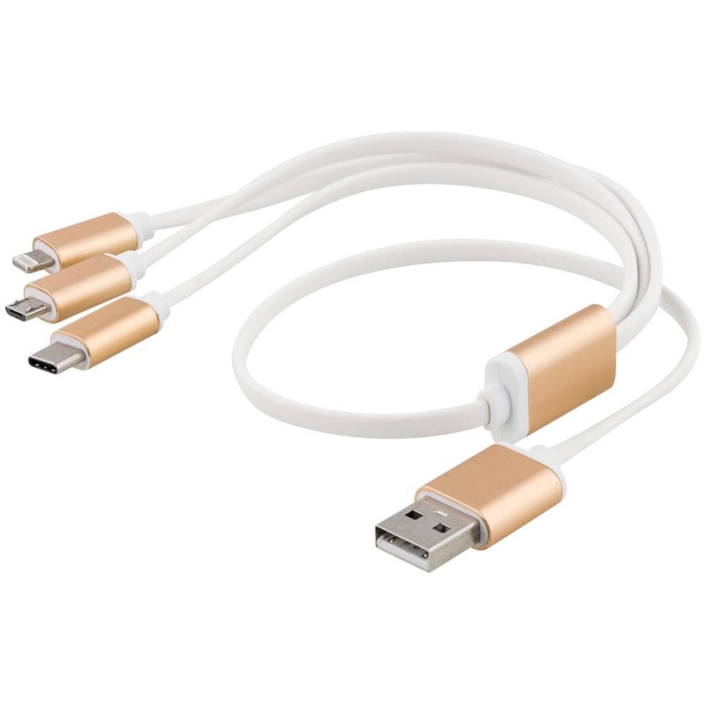 Caricatore Multiplo, Usb-c, Lightning, Micro Usb, Usb-a, 50 Cm, Bianco - Foto 4