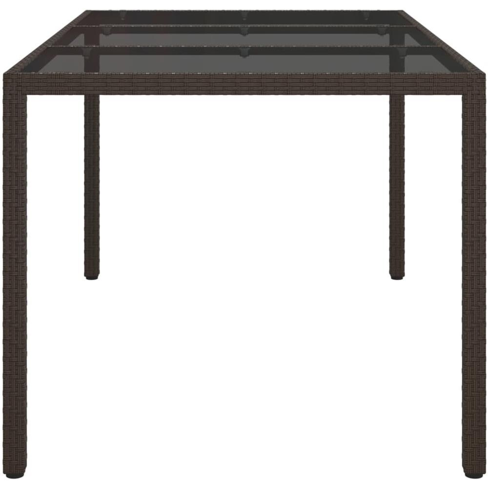 Tavolo Giardino 150x90x75cm Vetro Temperato Polyrattan Marrone - Foto 1
