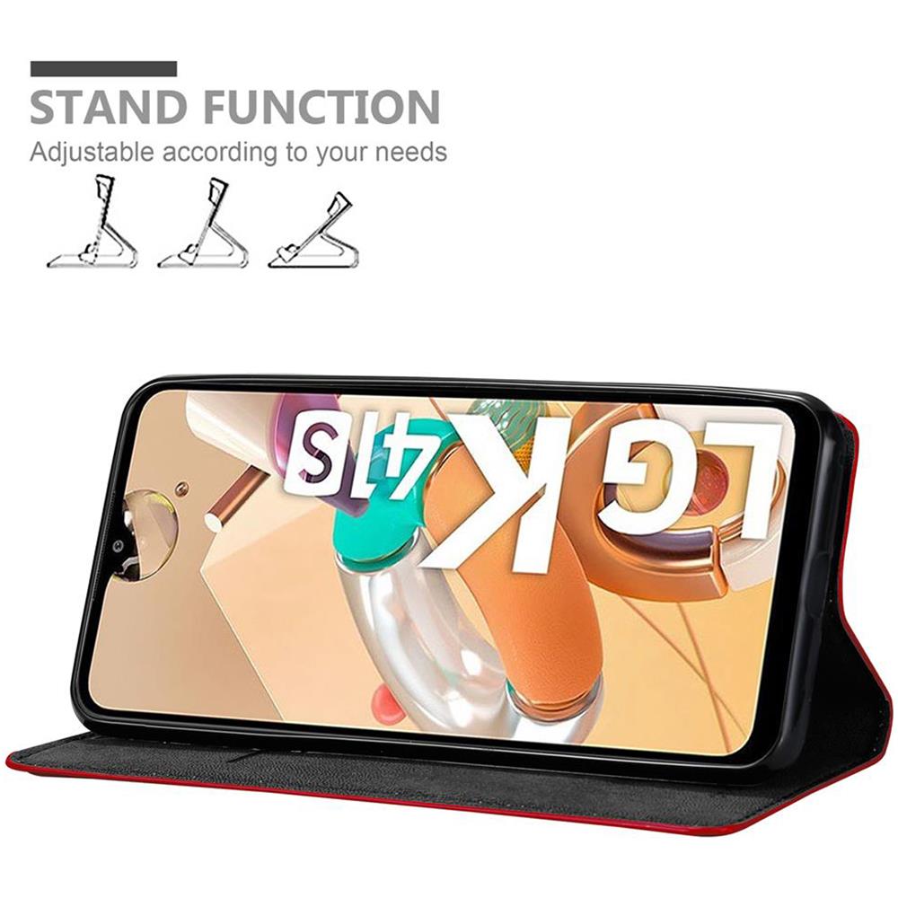 Custodia Compatibile Con Lg Kq51 In Rosso Mela - Coperchio Protettiva Con Chiusura Magnetica, Funzione Stand E Tasca Per Le Carte - Foto 2