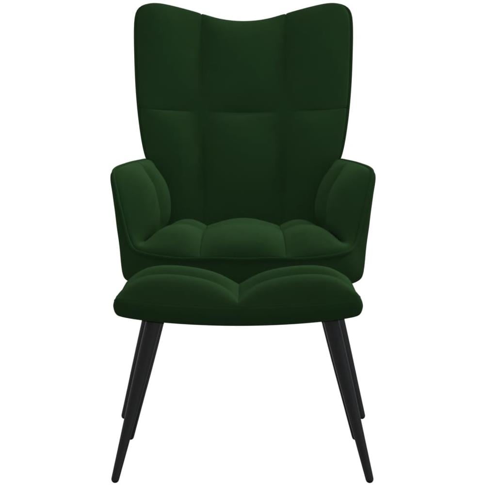 Poltrona Relax con Poggiapiedi Verde Scuro in Velluto - Foto 3