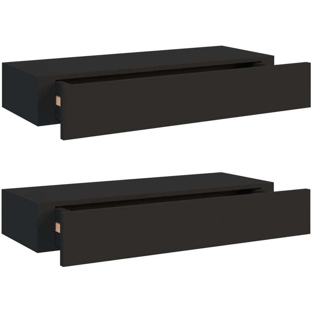 Scaffali Con Cassetti Da Parete 2 Pz Neri 60x23,5x10 Cm Mdf - Foto 2