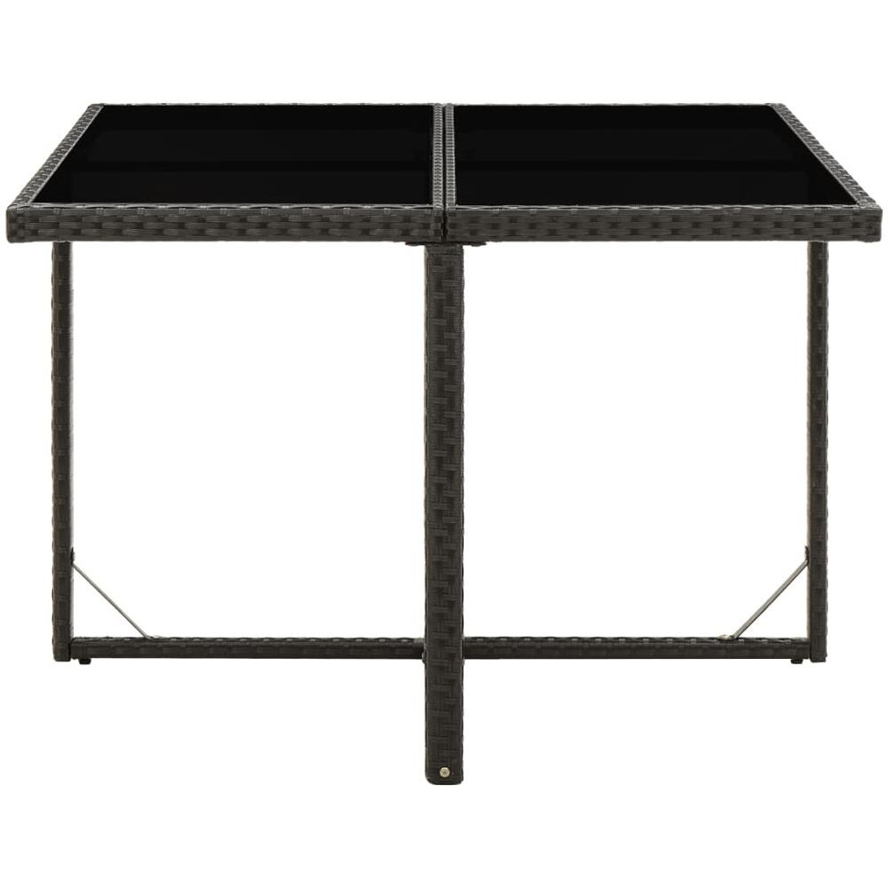 Tavolo Da Giardino Nero 109x107x74 Cm In Polyrattan E Vetro - Foto 2