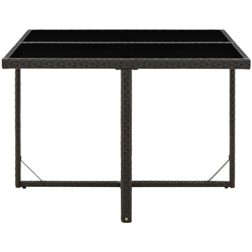 Tavolo Da Giardino Nero 109x107x74 Cm In Polyrattan E Vetro - Foto 3