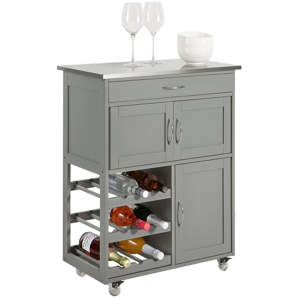 Carrello Di Servizio Credenza In Legno Mobile Cucina Grigio Fkw45-hg - Foto 1