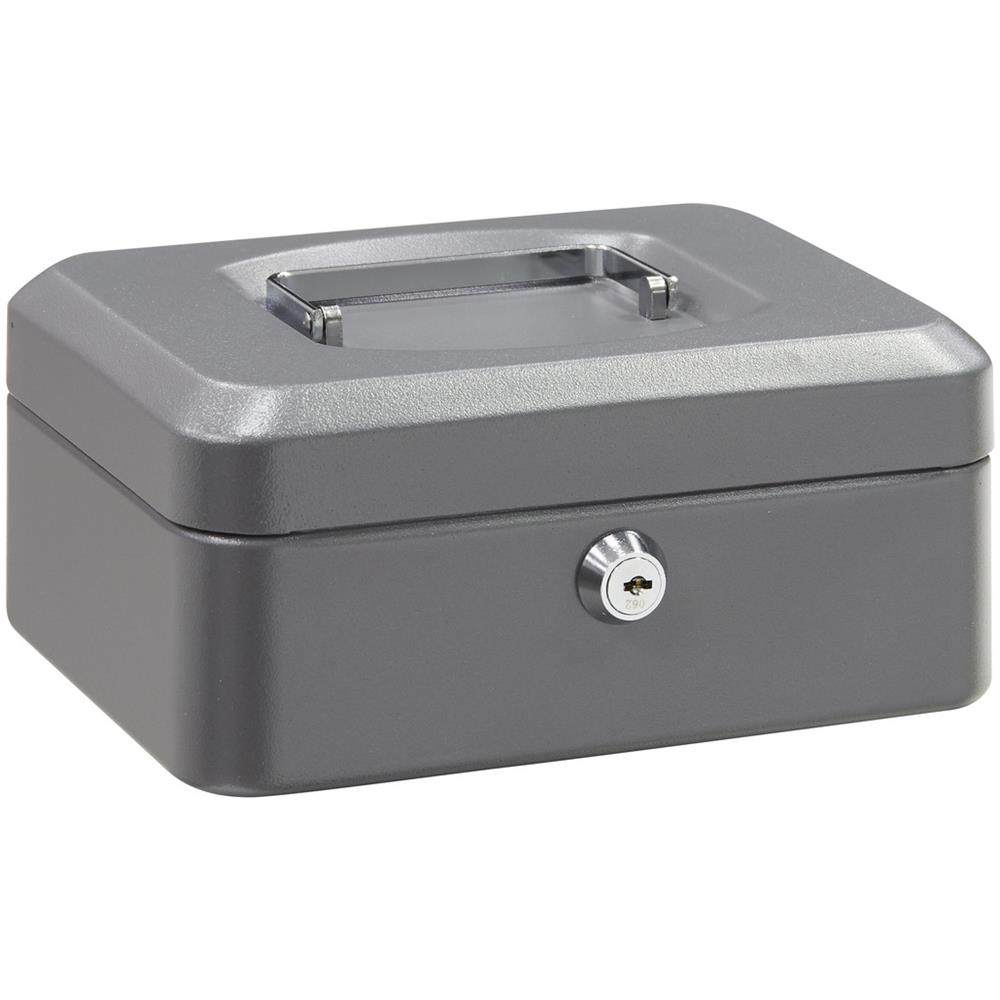 Elegant C9226 Cassetta Di Sicurezza Con Chiave Per Contare E Trasportare Denaro | Cassetta Portavalori In Acciaio Con Vassoio Portamonete | Cassaforte Portatile De 20 Cm Di Larghezza | Grigio - Foto 1