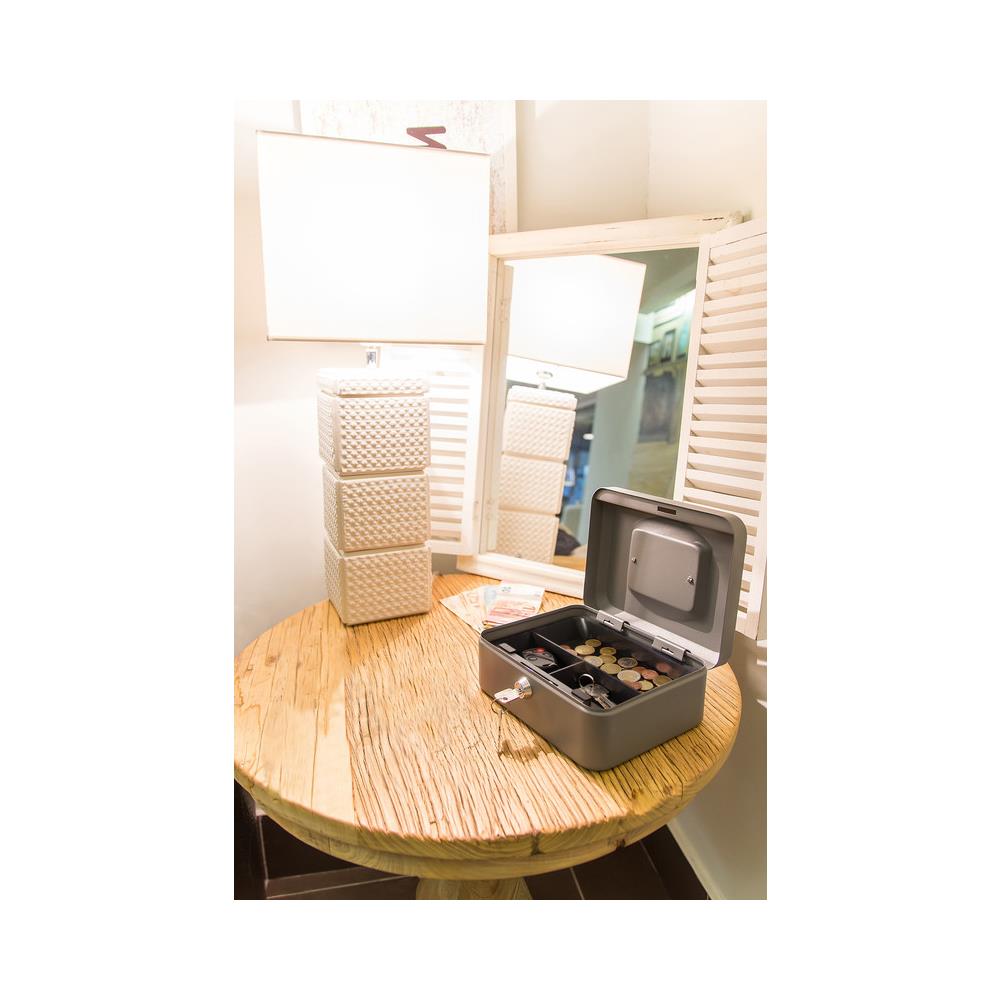 Elegant C9226 Cassetta Di Sicurezza Con Chiave Per Contare E Trasportare Denaro | Cassetta Portavalori In Acciaio Con Vassoio Portamonete | Cassaforte Portatile De 20 Cm Di Larghezza | Grigio - Foto 2