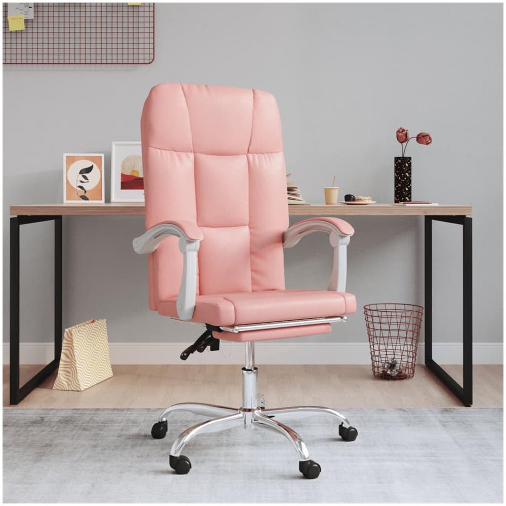 Poltrona Da Ufficio Reclinabile Rosa In Similpelle - Foto 1