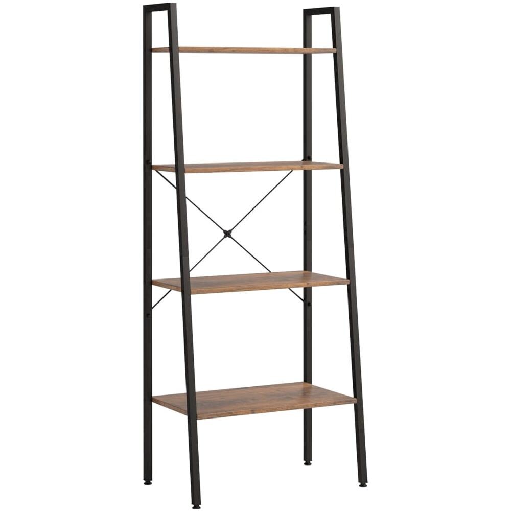 Scaffale Autoportante 4 Ripiani Marrone Scuro Nero 56x35x140 Cm - Foto 2