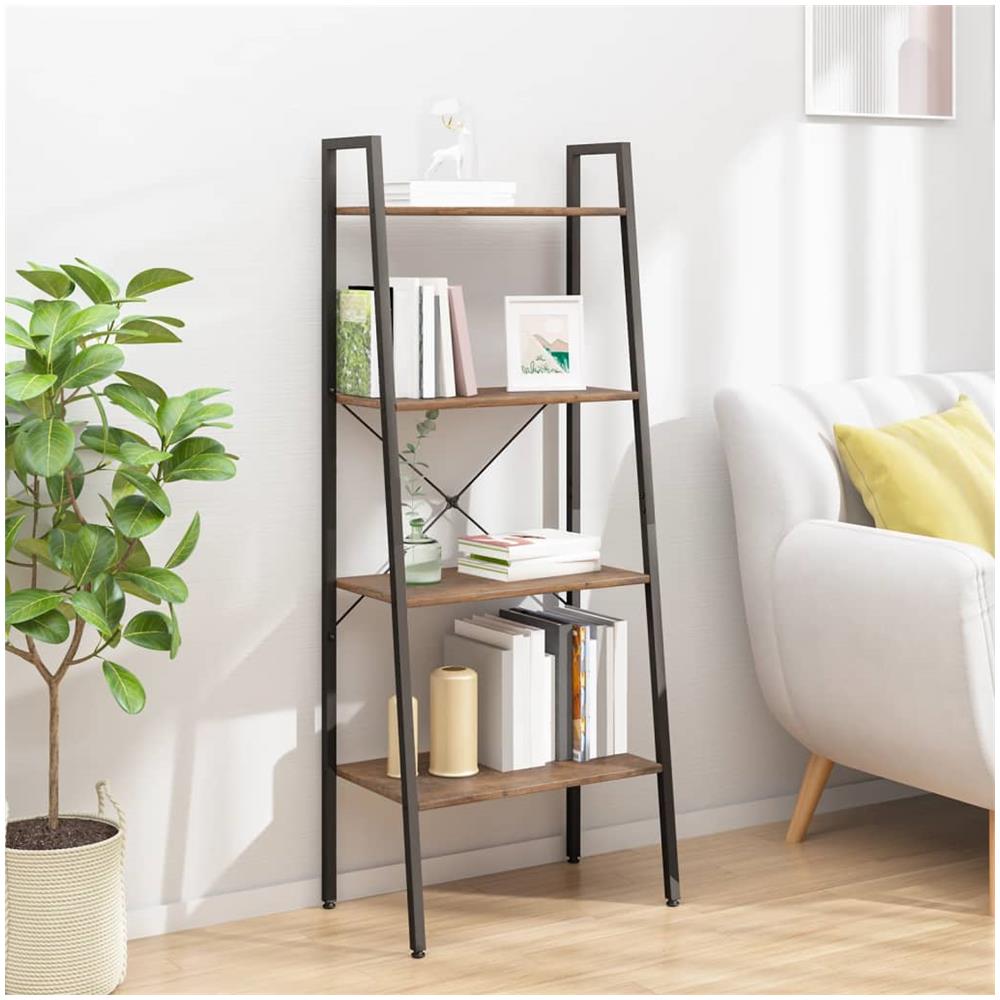 Scaffale Autoportante 4 Ripiani Marrone Scuro Nero 56x35x140 Cm - Foto 1