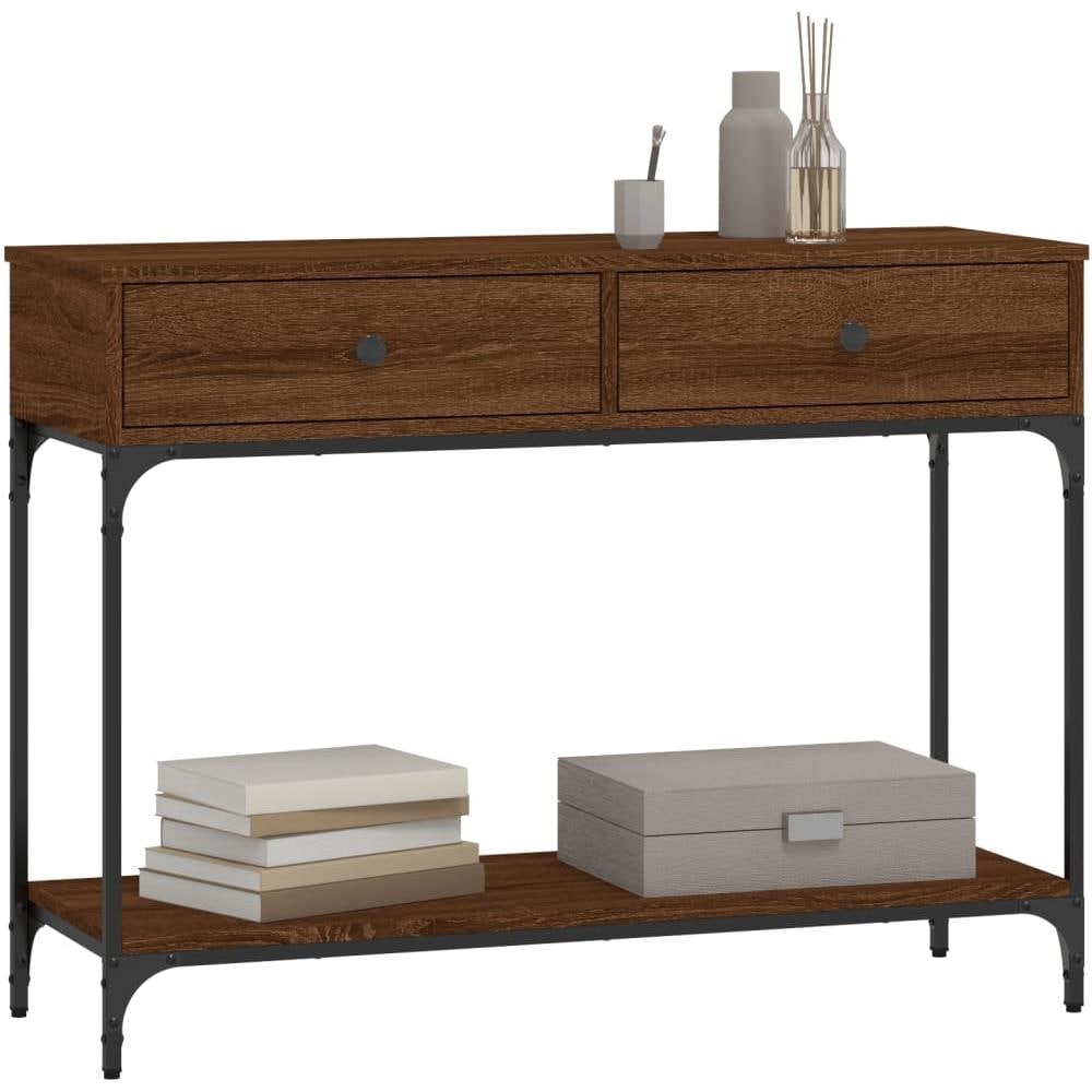 Tavolo Consolle Rovere Marrone 100x34,5x75 Cm Legno Multistrato - Foto 3