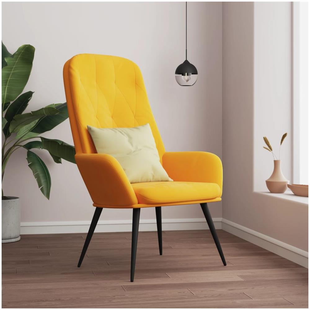 Sedia Relax Giallo Senape In Velluto - Foto 1