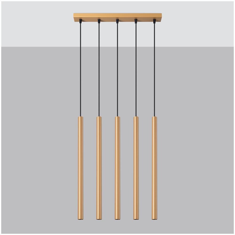 Sollux Lighting Lampada A Sospensione Pastelo 5l Oro Sl.1173 - Moderno Lampade A Sospensione D'oro 110x45x5 Cm - Foto 2