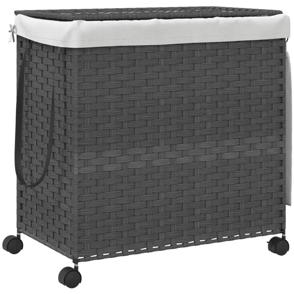 Cesto Portabiancheria Con Ruote Grigio 60x35x60,5 Cm Rattan - Foto 2