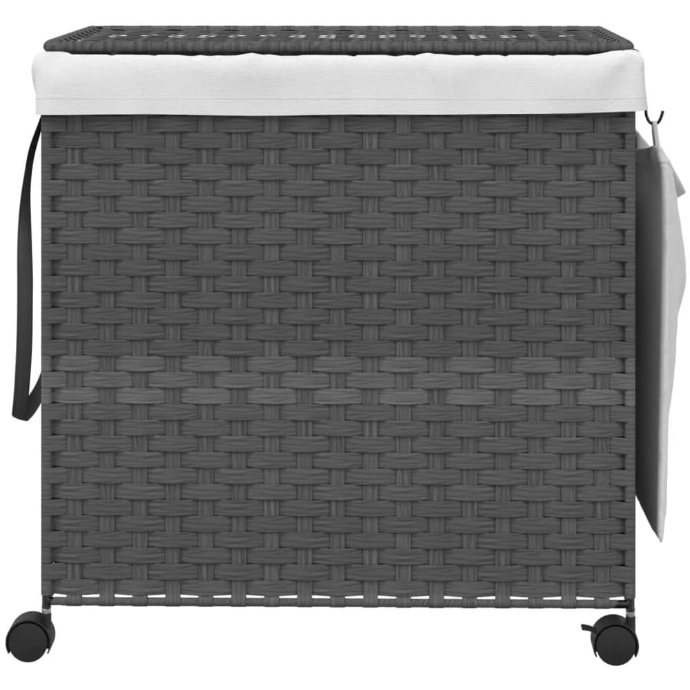 Cesto Portabiancheria Con Ruote Grigio 60x35x60,5 Cm Rattan - Foto 3