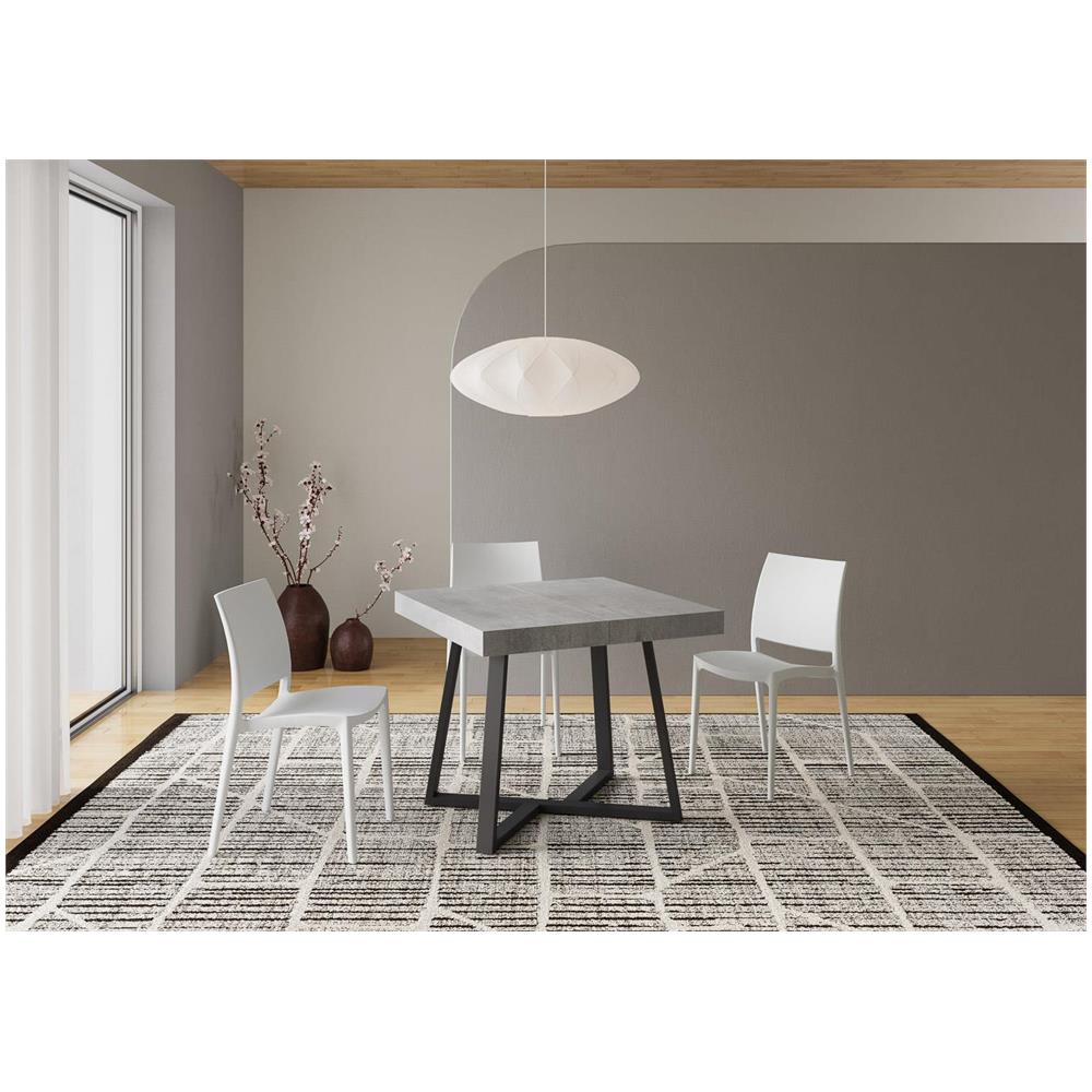 Tavolo allungabile 90x90/194 cm Zeplir cemento gambe antracite - Foto 2