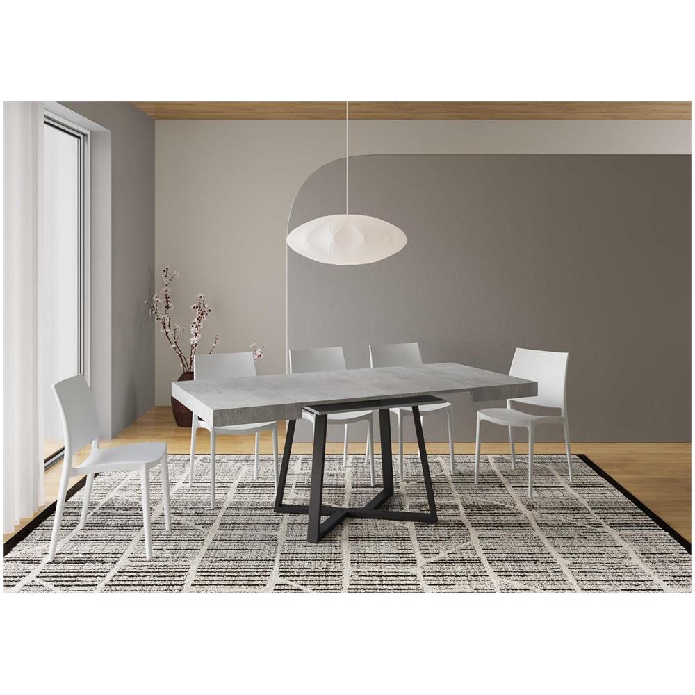 Tavolo allungabile 90x90/194 cm Zeplir cemento gambe antracite - Foto 3