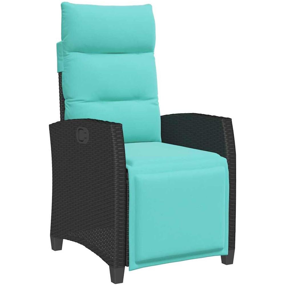 Sedia Reclinabile da Giardino con Tavolino Nera Polyrattan - Foto 1