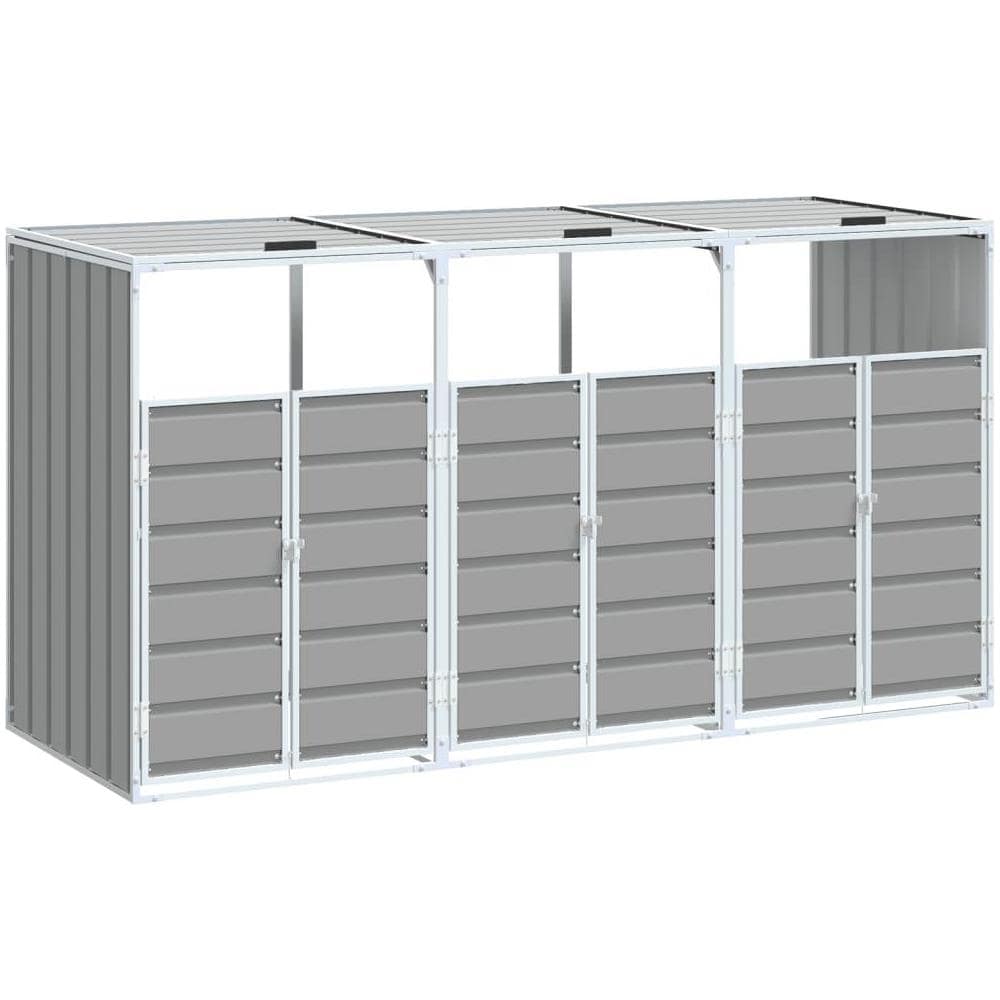Copribidone con Ruote per 3 Bidoni Grigio 216x81x115 cm Acciaio - Foto 1