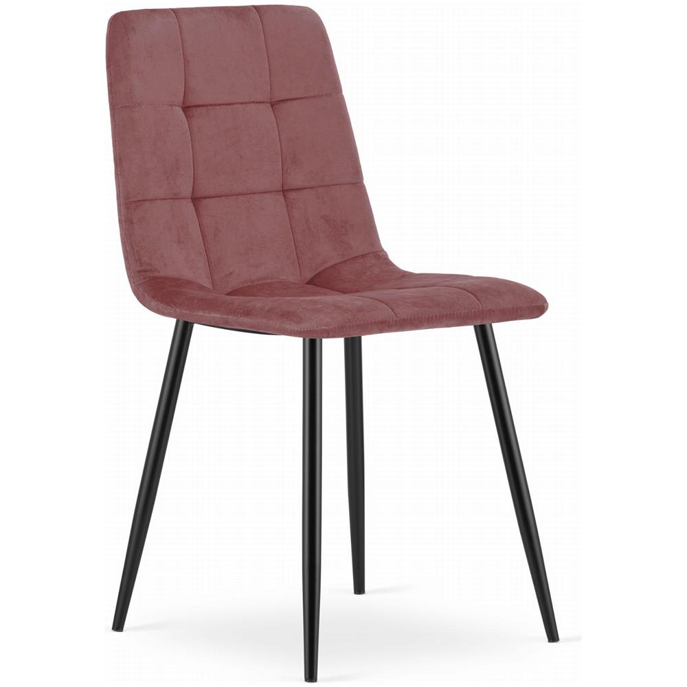 Sedia PYRA in velluto rosa / gambe nere x 1 Design moderno per soggiorno - Foto 1