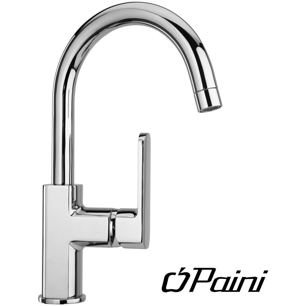Miscelatore Lavabo Monoforo Con Bocca Tubo Orientabile E Scaraico Automatico Paini - Cromato Lucido - Foto 2