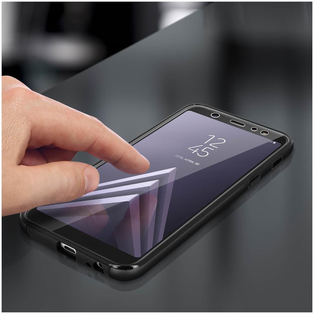 Cover Samsung Galaxy A6 Plus Protezione Silicone + Retro Rigido - Nera - Foto 2
