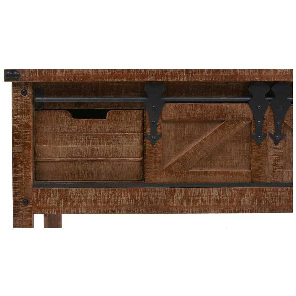 Tavolo Consolle In Massello Di Abete 131x35,5x75cm Marrone - Foto 7