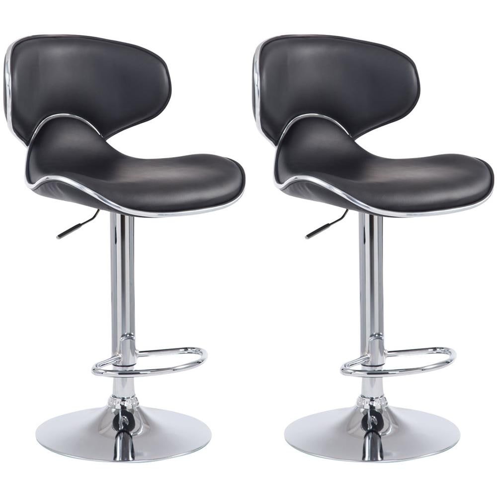 Set 2 Sgabelli Cucina Las Vegas V2 in Similpelle - Coppia Sedie Sgabello Imbottite Girevoli e Regolabili 62-82cm con Schienale Nero - Foto 1