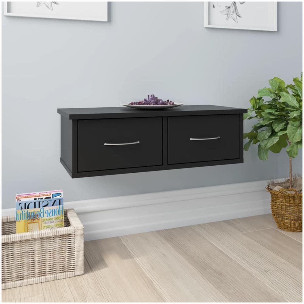 Scaffale con Cassetti a Parete Nero 60x26x18,5 cm Multistrato - Foto 1