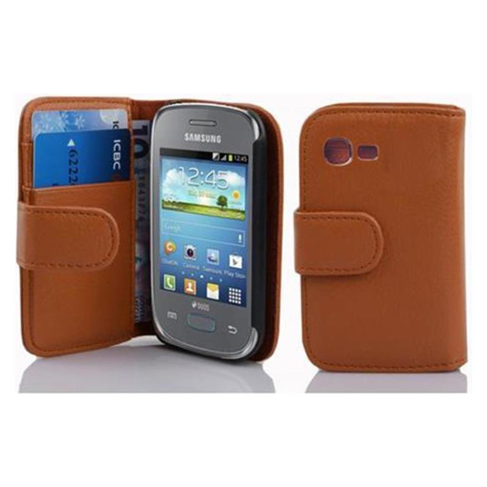 Custodia Compatibile Con Samsung Galaxy Pocket Neo In Marrone Cioccolata - Coperchio Protettivo In Ecopelle Testurizzata E Tasca Per Carte Di Credito - Foto 1