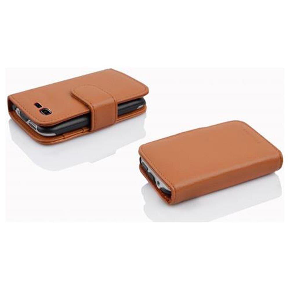 Custodia Compatibile Con Samsung Galaxy Pocket Neo In Marrone Cioccolata - Coperchio Protettivo In Ecopelle Testurizzata E Tasca Per Carte Di Credito - Foto 4
