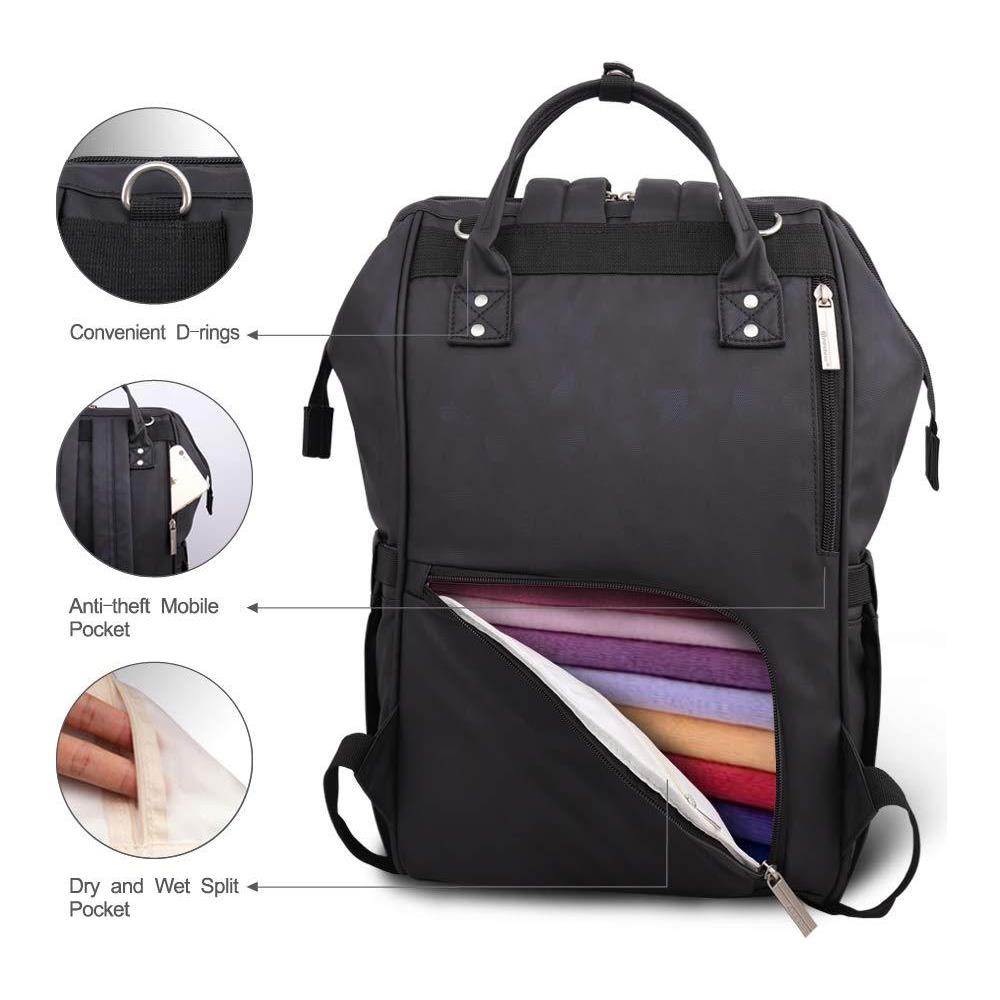 Pipi Orso Modifica Zaino Impermeabile Del Bambino Borsa Fasciatoio Sacchetto Freddo Pannolino Zaino Organizer Grande Capacit Diaper Tote Bag (nero) - Foto 2