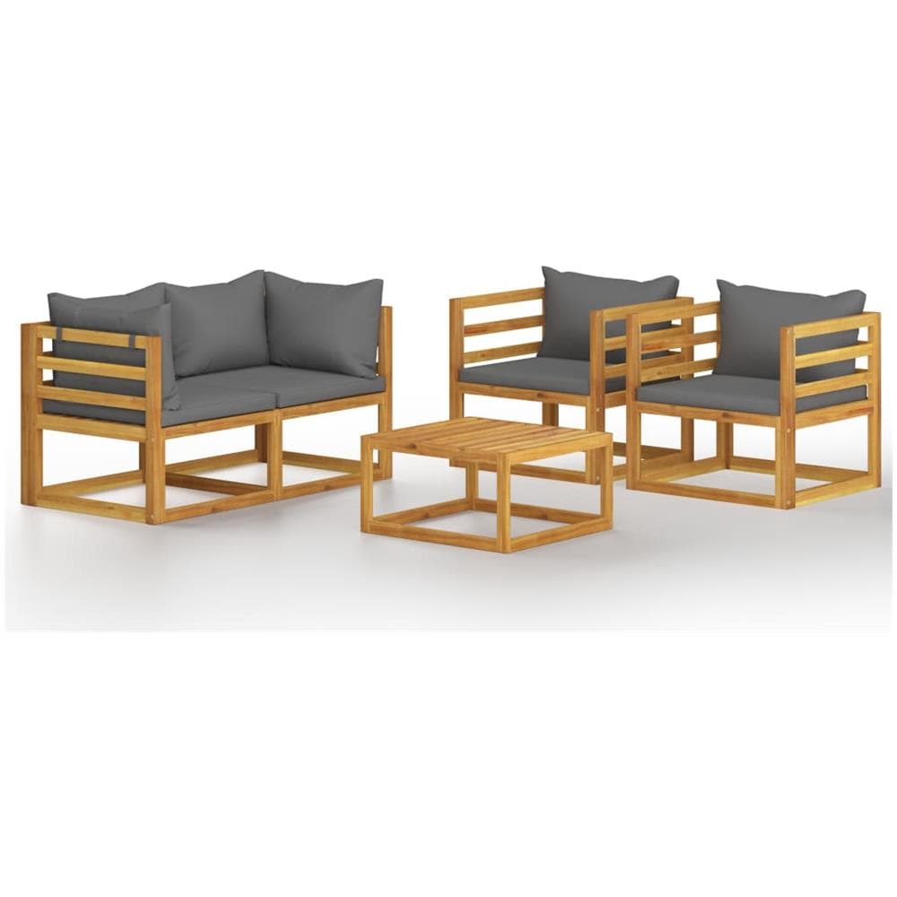 Set Divani Da Giardino 5 Pz Con Cuscini In Massello Di Acacia - Foto 1