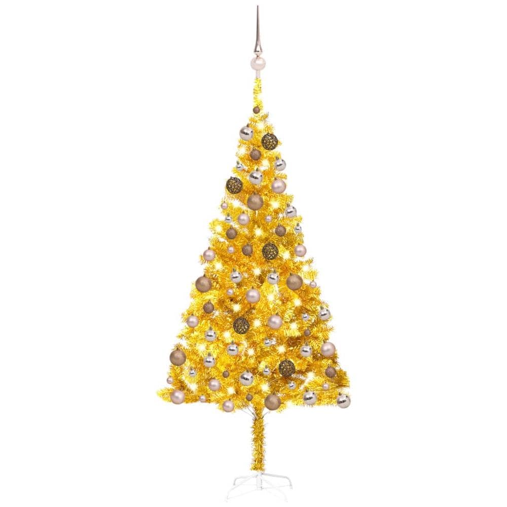 Set Albero Natale Artificiale con LED e Palline Oro 180 cm PET - Foto 1
