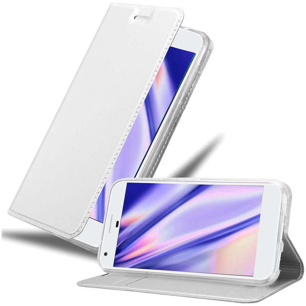 Custodia Compatibile Con Google Pixel In Classy Argento - Coperchio Protettiva Con Chiusura Magnetica, Funzione Stand E Tasca Per Le Carte - Foto 1