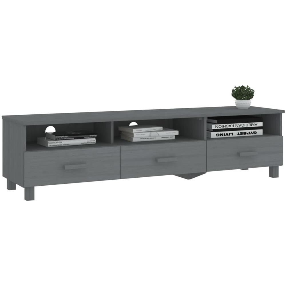 Mobile Porta Tv Grigio Scuro 158x40x40 Cm In Massello Di Pino - Foto 2