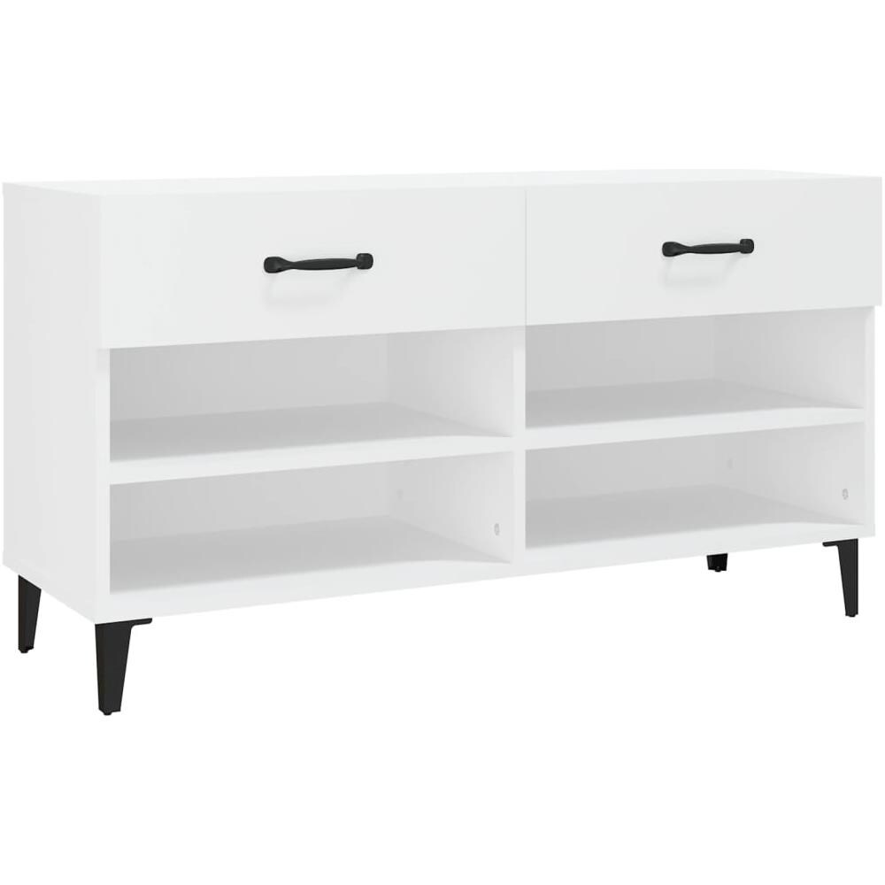 Scarpiera Bianca 102x35x55 Cm In Legno Multistrato - Foto 2